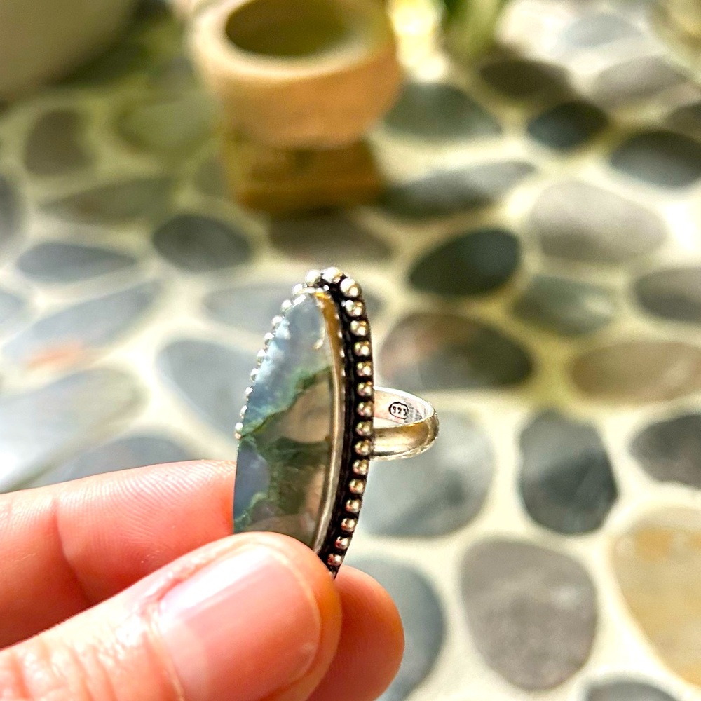 Moss Agate Sterling Silver Ring - Picture 5 of 8